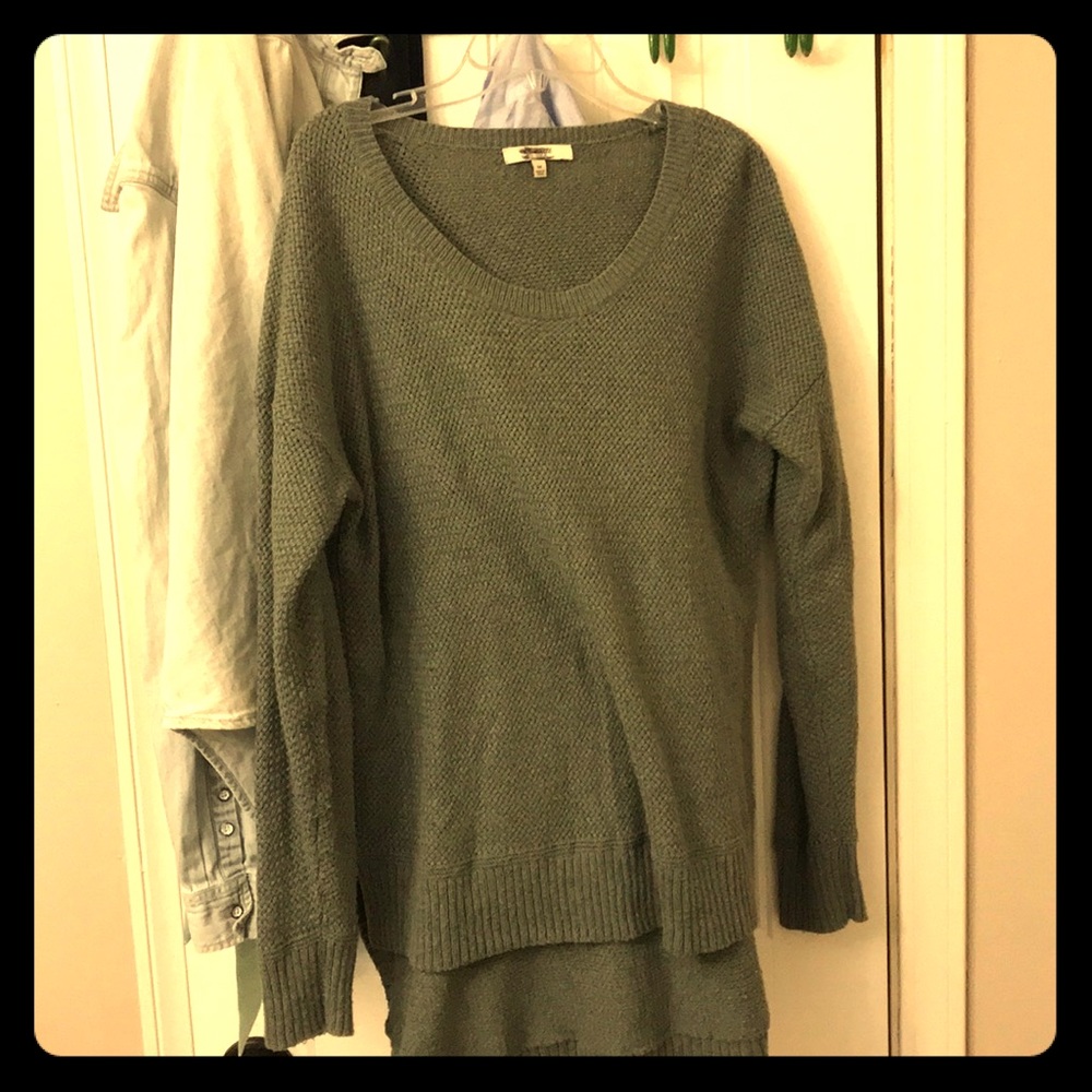 Madewell Green High low cotton sweater